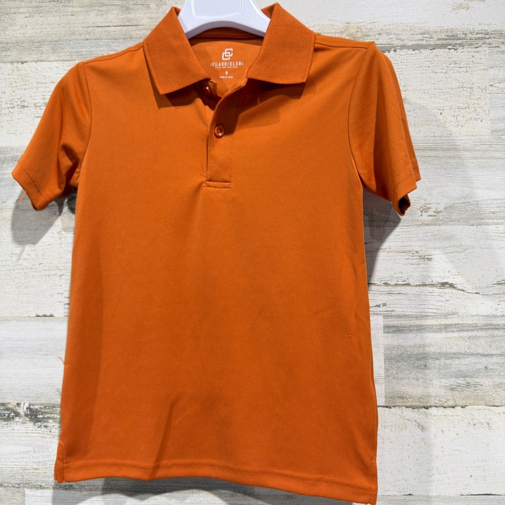 Class Club Polo Shirt Boys Size 8 Orange Short Sleeve *Flawed